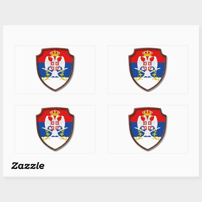 Pegatina Rectangular AD 001 - Escudo medieval serbio Serbia (Hoja)