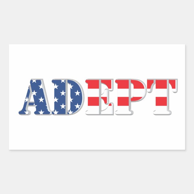 PEGATINA RECTANGULAR ADEPT AMERICANO (Anverso)