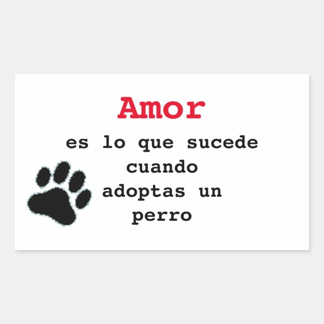 Pegatina Rectangular Adesivo adoptar un perro (Anverso)