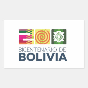 Pegatina Rectangular Adesivo bicentenario de Bolivia