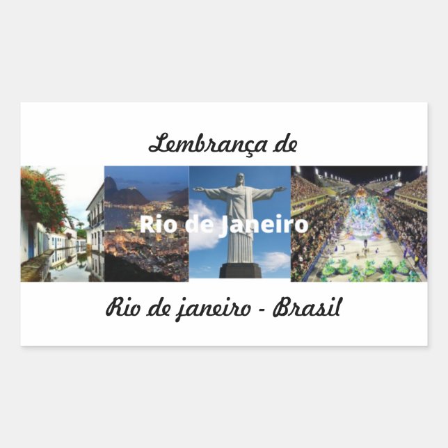 Pegatina Rectangular Adesivo lembrança de Rio de Janeiro (Anverso)