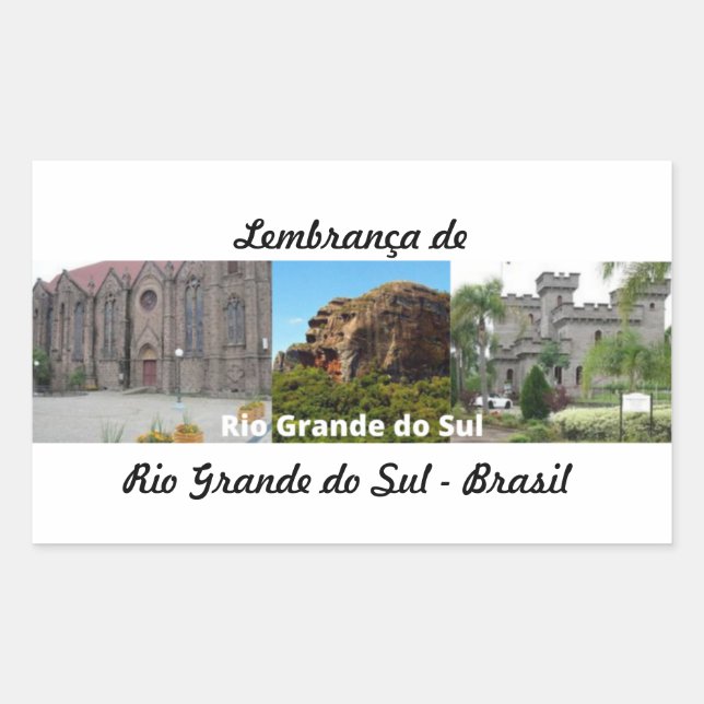 Pegatina Rectangular Adesivo lembrança de Rio Grande do Sul - Brasil (Anverso)