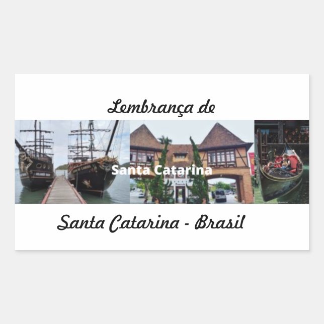 Pegatina Rectangular Adesivo lembrança de Santa Catarina Brasil (Anverso)
