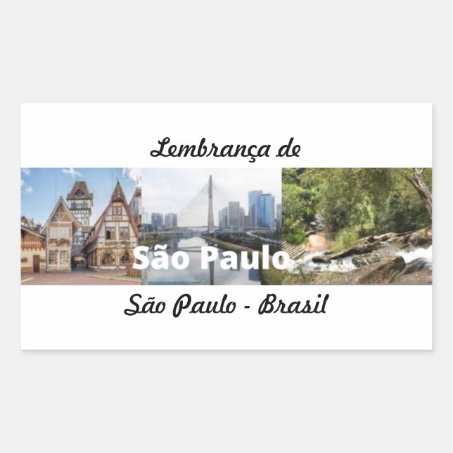 Pegatina Rectangular Adesivo lembrança de São Paulo Brasil (Anverso)