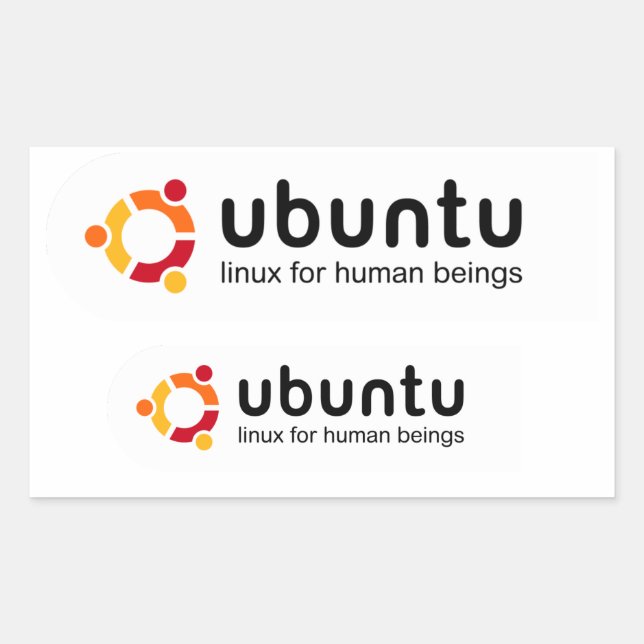 Pegatina Rectangular Adesivo Ubuntu - Linux for human beings (Anverso)