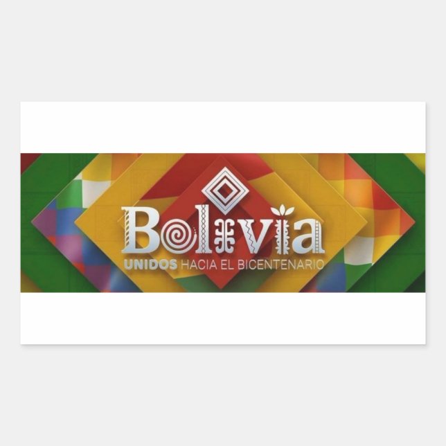 Pegatina Rectangular Adesivo unidos hacia el bicentenario (Anverso)