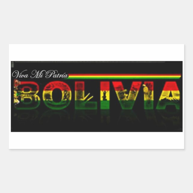 Pegatina Rectangular Adesivo Viva mi patria Bolivia (Anverso)