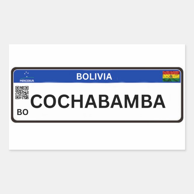 Pegatina Rectangular Adesivos Cochabamba Mercosur (Anverso)