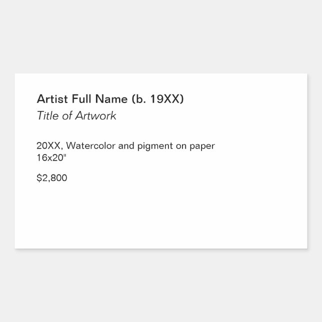 Pegatina Rectangular Adhesive Artwork Exhibition Label Template (Anverso)