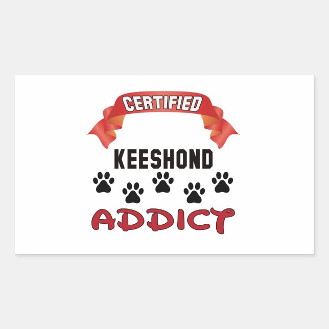 Pegatina Rectangular Adicto certificado de Keeshond (Anverso)