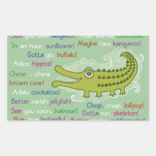 Pegatina Rectangular Adiós y buena suerte de grupo, lagarto