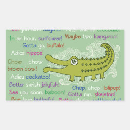 Pegatina Rectangular Adiós y buena suerte de grupo, lagarto