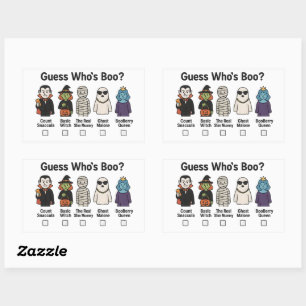 Pegatina Rectangular Adivina quién es el Boo Halloween Party Game 2025