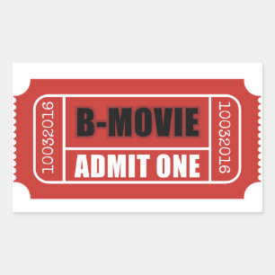 Pegatina Rectangular Admit One - Boleto B-Movie