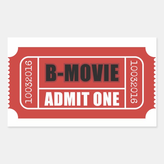 Pegatina Rectangular Admit One - Boleto B-Movie (Anverso)