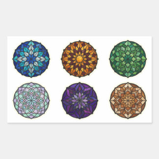 Pegatina Rectangular Adornos de Mandala de Vidrio Emplomado