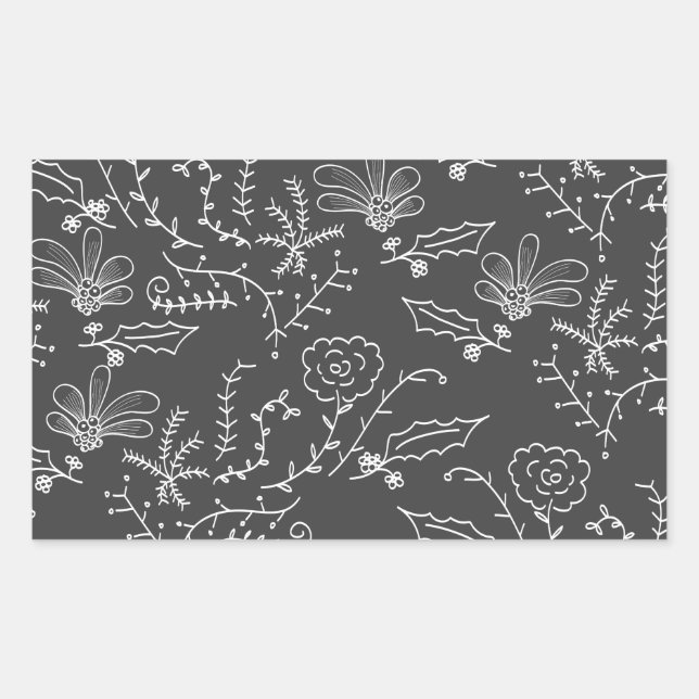 Pegatina Rectangular adornos de vacaciones (Anverso)