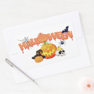 Pegatina Rectangular Adornos lindos de Halloween