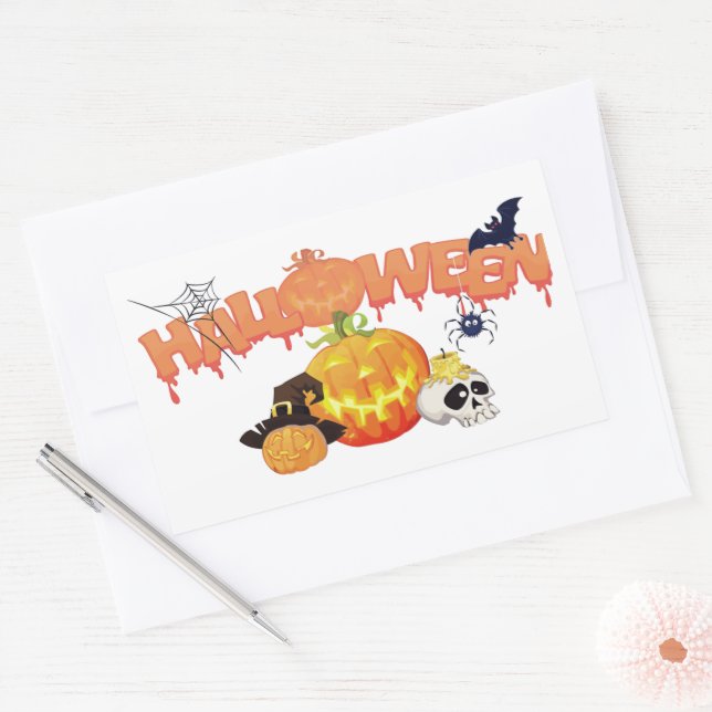 Pegatina Rectangular Adornos lindos de Halloween (Sobre)