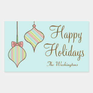 Pegatina Rectangular Adornos Navideños Retro Personalizados Stickers de