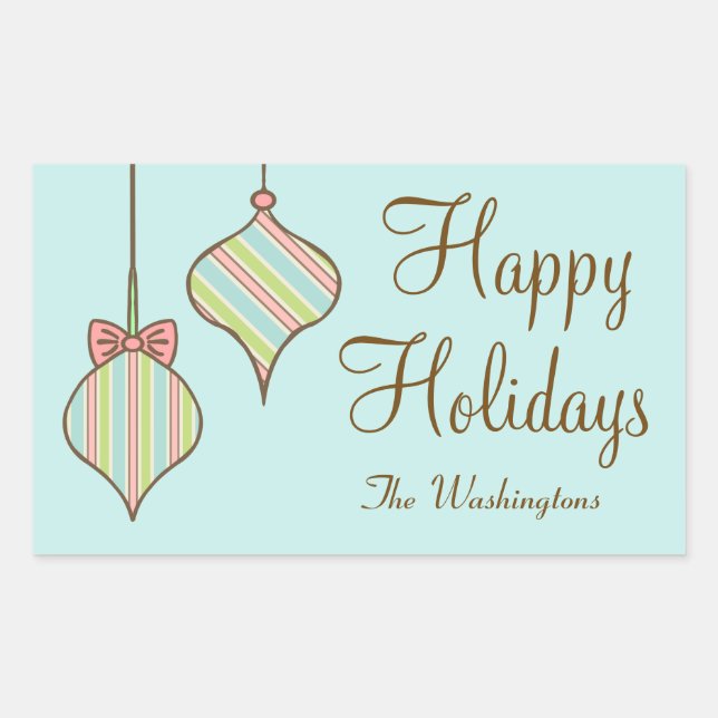 Pegatina Rectangular Adornos Navideños Retro Personalizados Stickers de (Anverso)