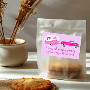 Pegatina Rectangular Adventure Awath Cute Truck & Trailer BABY SHOWER