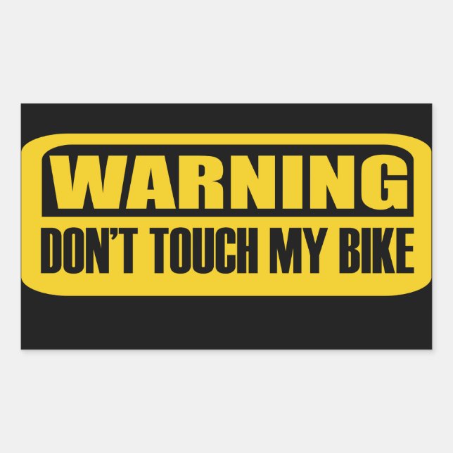 Pegatina Rectangular Advertencia: no toques mi bicicleta (Anverso)