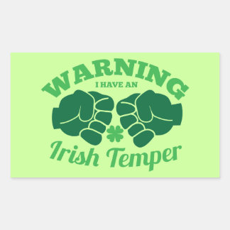 Pegatina Rectangular ADVERTENCIA ¡Tengo un temperamento irlandés!
