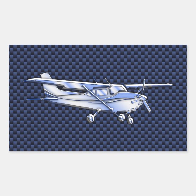 Pegatina Rectangular Aeronaves Clásica Cromada Cessna Flying Carbon Fib (Anverso)