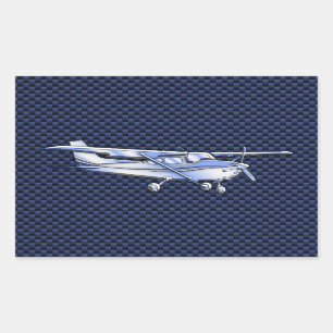 Pegatina Rectangular Aeronaves Clásica Cromada Cessna Flying Carbon Fib