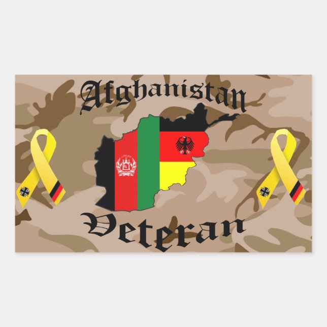 Pegatina Rectangular Afganistán veterano German (Anverso)