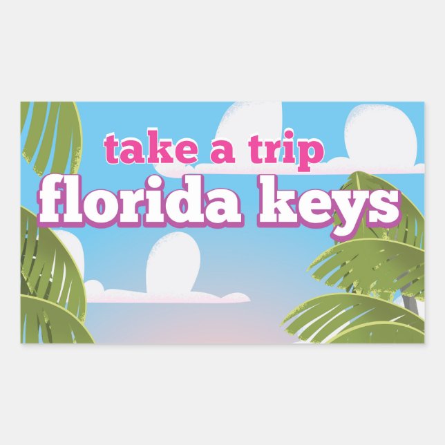 Pegatina Rectangular Afiche de viaje por las llaves de Florida (Anverso)