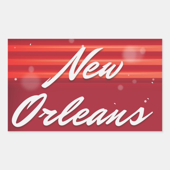 Pegatina Rectangular Afiche de viaje saxofón de Nueva Orleans (Anverso)