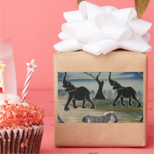 Pegatina Rectangular África Kenia Hermosa Vida Silvestre Elegante