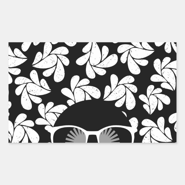 Pegatina Rectangular Afro Diva Negro y Blanco (Anverso)