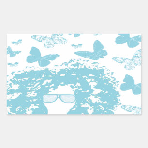 Pegatina Rectangular Afro, mariposas y gafas de sol