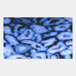 Pegatina Rectangular Agato de cuarzo azul, geodos azules, patrón abstra