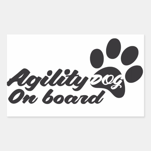 Pegatina Rectangular Agility Dog On Board (Anverso)