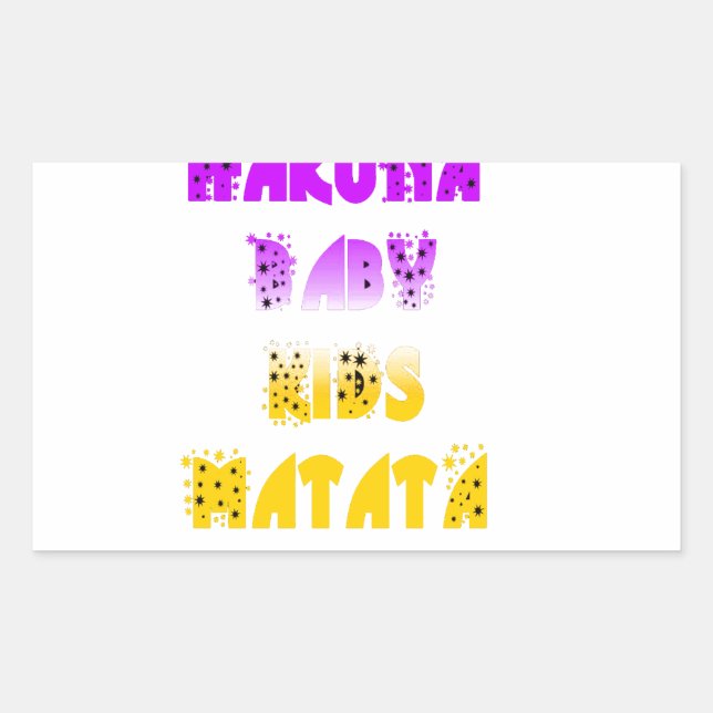 Pegatina Rectangular Agradable Hakuna Matata Púrpura y Amarillo Niños G (Anverso)