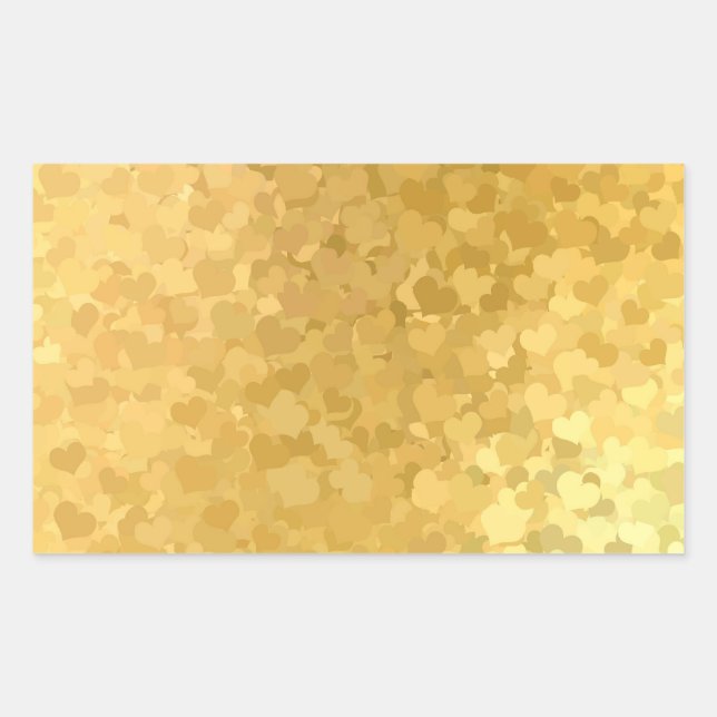 Pegatina Rectangular Agrega tu texto corazones de oro plantilla elegant (Anverso)