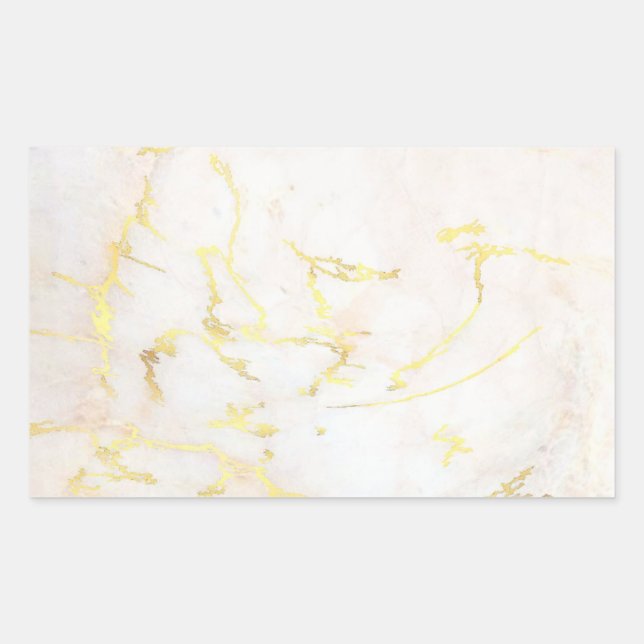 Pegatina Rectangular Agrega tu texto Elegante plantilla en blanco Mármo (Anverso)