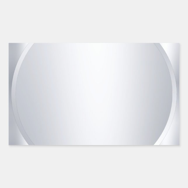 Pegatina Rectangular Agrega tu texto Elegante Plateado Metálico Blanco  (Anverso)
