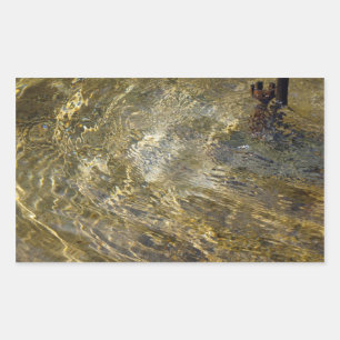 Pegatina Rectangular Agua de la fuente dorada