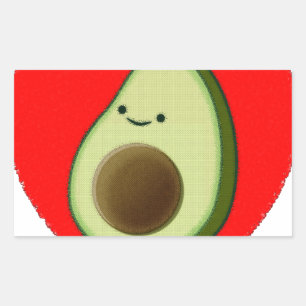 Pegatina Rectangular Aguacate lindo en el corazón rojo
