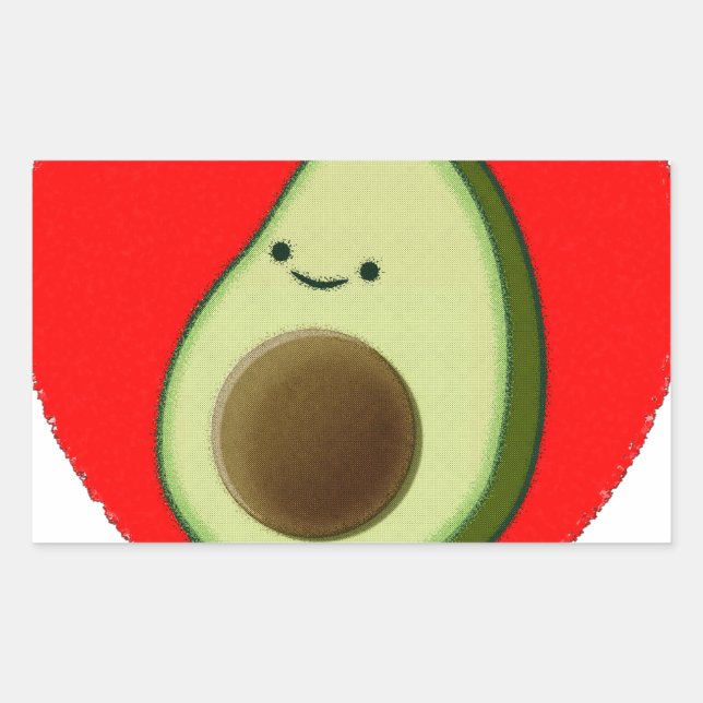 Pegatina Rectangular Aguacate lindo en el corazón rojo (Anverso)