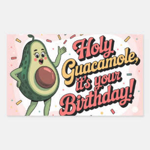 Pegatina Rectangular Aguacate y "Santo Guacamole, es tu Cumpleaños"