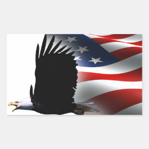 Pegatina Rectangular Águila calva vuela el día de la conmemoración de l