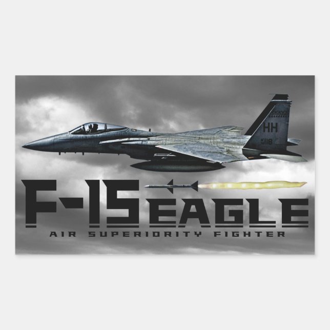 Pegatina Rectangular Águila F-15 (Anverso)