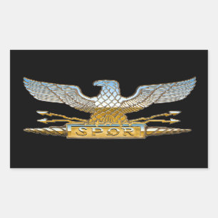 Pegatina Rectangular Águila republicana romana en cromo