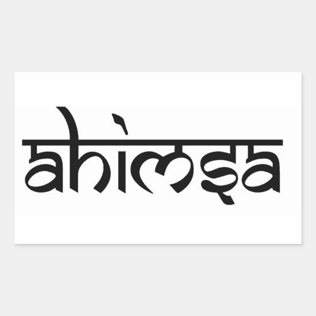 Pegatina Rectangular Ahimsa - Tenet budista e hindú (Anverso)